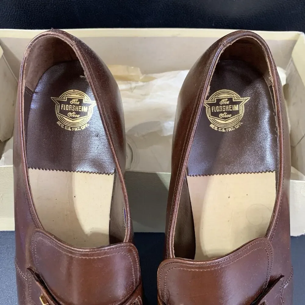 Vintage Florsheim Imperial Brown Leather Loafer Mens Size 14 A, 640186 30541